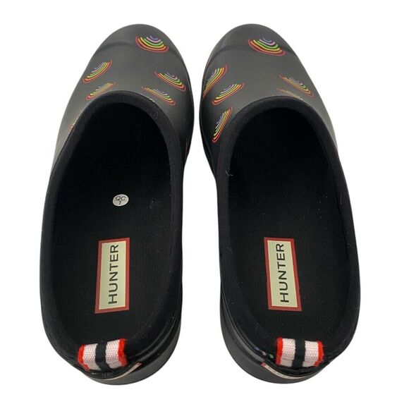 Hunter PLAY Logo Rainbow All Over Print Slip-On Mules Clogs Womens Size 8 WPSU - Picture 3 of 7